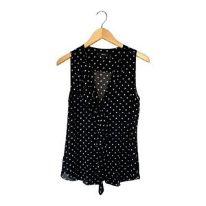 Theory Polka Dot Sleeveless Ruffle Top